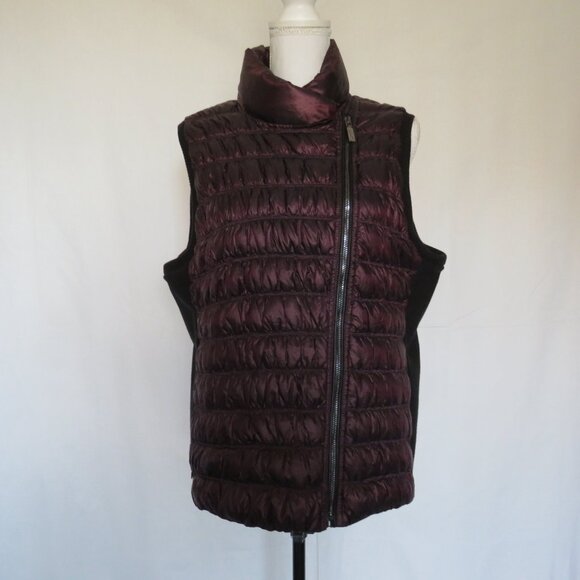 Calvin Klein Performance Premium Down Zipper Puffer Burgundy Women’s Vest XL - Picture 1 of 16